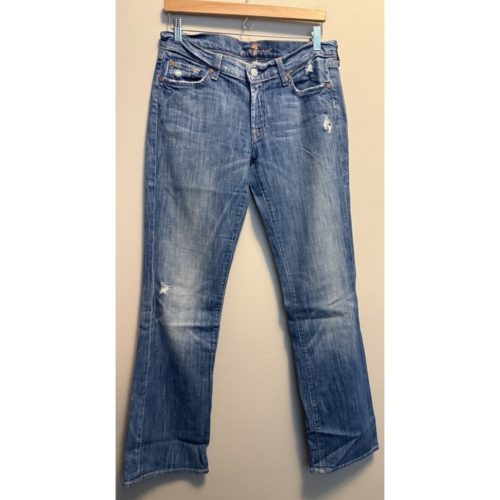 7 For All Mankind Jeans Womens 31 X 35 Blue Low Rise Bootcut Cowboy Long Tall